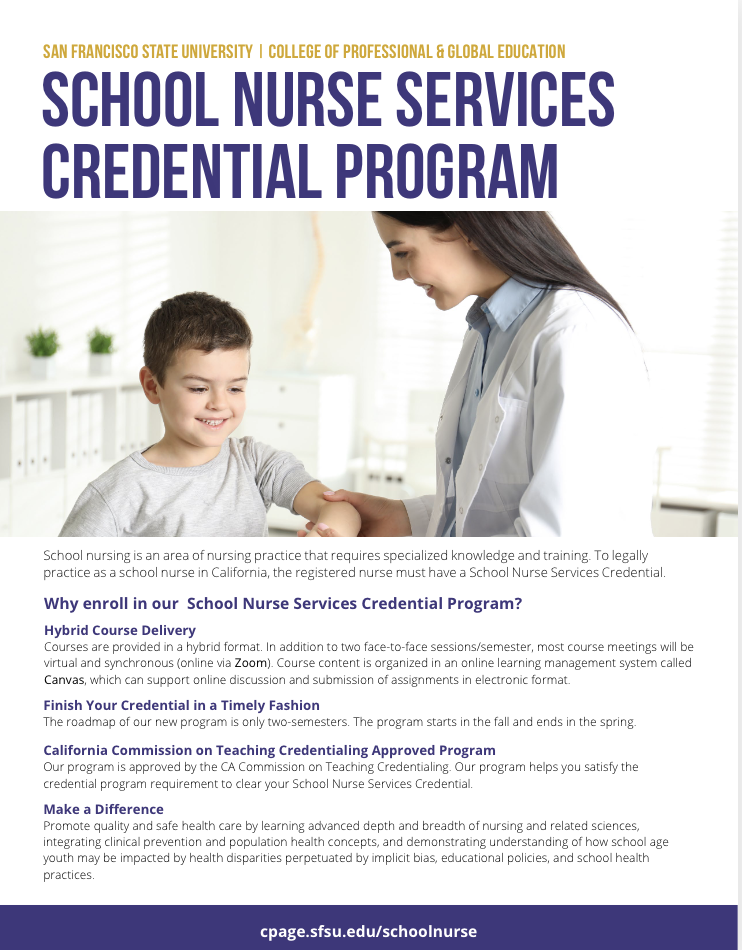 School Nurse Services Credential flyer